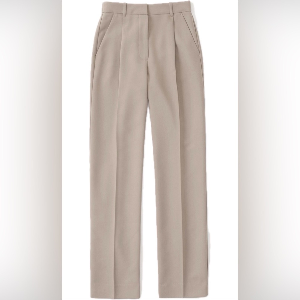 A&F Sloane Tailored Relaxed Straight Pants, Taupe